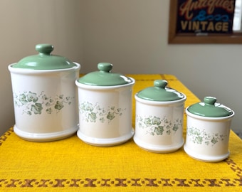 Vintage Ivy Canister Set - 1980s Kitchen Storage - Calloway