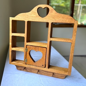 Vintage Oak Farmhouse Curio/Display Shelf