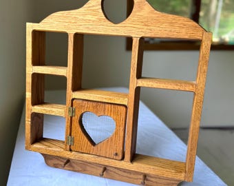 Vintage Oak Farmhouse Curio/Display Shelf