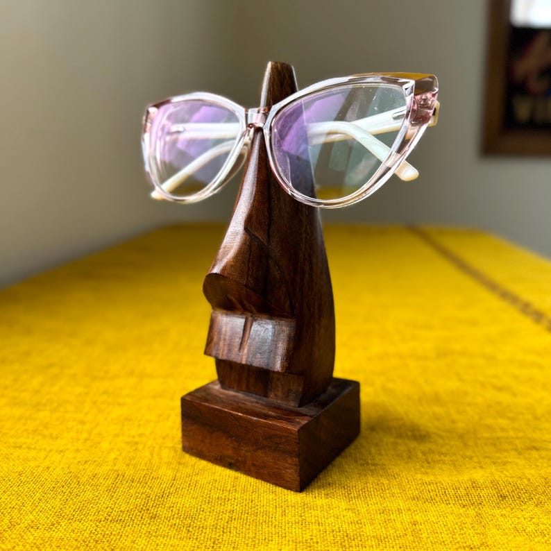 Vintage Hand carved Wooden Nose Glasses Holder Eyeglass Stand vintage-hand-carved-wooden-nose-glasses-holder-eyeglass-stand