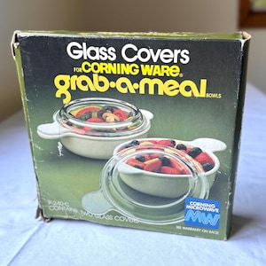 Pair of Vintage Corningware P-240-C “Grab-a-Meal” Covers