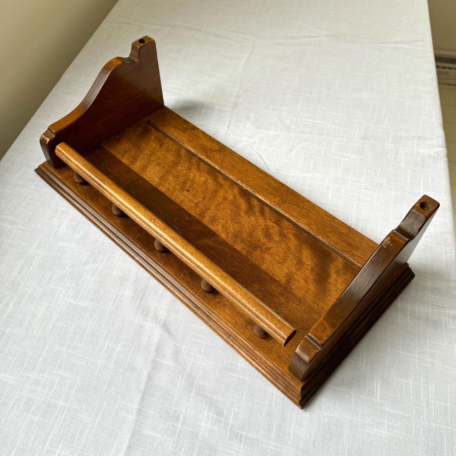 Vintage Walnut Floating Spindle Gallery Shelf - Etsy
