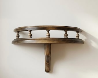 Vintage Demi Lune Spindle Gallery Shelf