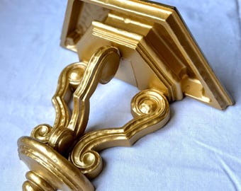 Small Vintage Gold Syroco Plastic Shelf Hollywood Regency Decor