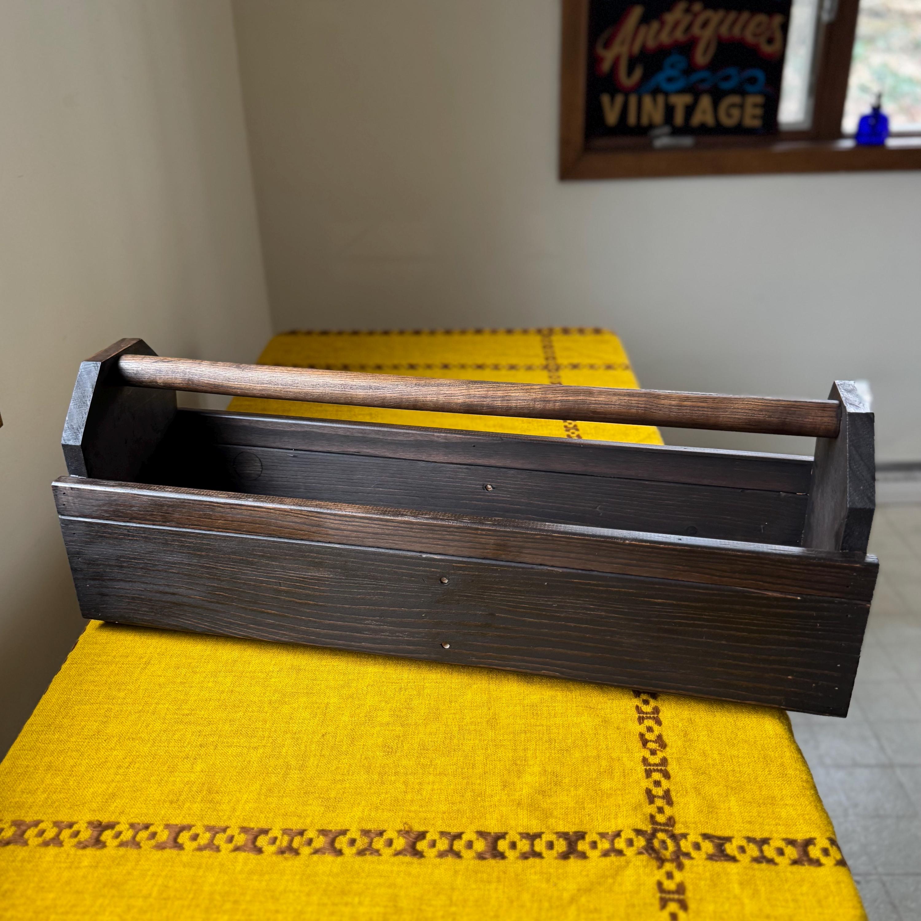 Rustic Farmhouse Wooden Gardening Toolbox Caddy