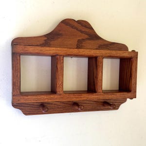 Vintage Oak Floating Display Shelf Entryway Wall Tidy
