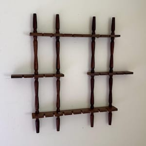 Vintage Turned Wood Souvenir Spoon Display