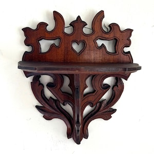 Vintage Edwardian Style Scrollwork Fretwork Half Moon Corbel Shelf Trinket Shelf