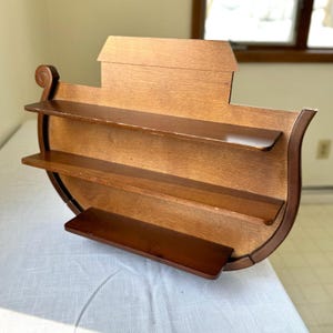 Vintage Ark Shaped Wooden Trinket Shelf
