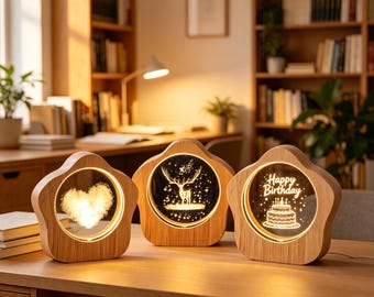 Lámpara de cristal tallada en el interior, adorno de escritorio minimalista moderno, luz relajante para dormir.