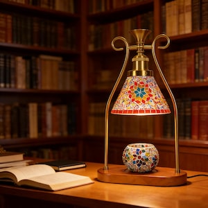 Vintage Mosaik Kerzenwärmer Lampe, Wachs Schmelzwärmer im nordamerikanischen Stil