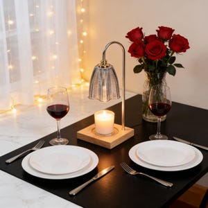 American Style Candle Warmer Lamp, Adjustable Height, Dimmable Light, Timer Function