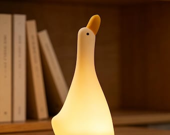 Lampada da notte a forma di anatra in silicone, con controllo tramite tocco, luce d'atmosfera kawaii, decorazione accogliente