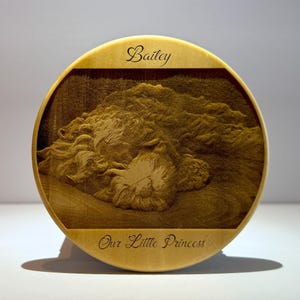 Custom Engraved Wood Photo Plaque – Pet Memorial Keepsake – Personalized Laser Engraved Wood Art with Photo & Text