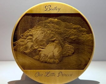 Engraved Wood Photo Plaque: Personalized Pet Memorial Keepsake