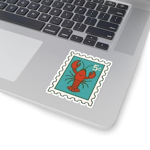 Maine Lobster Stamp Kiss-Cut Stickers, Fun Laptop Decal, Seafood Lover Gift, Customizable Wall Art, Nautical Decor, Beach-Themed Accessories