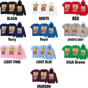 May include: A collection of t-shirts and hoodies in various colors, including black, white, red, navy, royal blue, sports grey, light pink, light blue, Irish green, and maroon. Each garment features the text "NEW MUSIC" with a graphic.