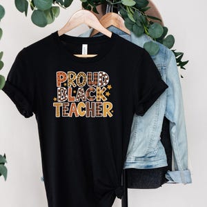 Stolt svart lärar-T-shirt | Lärarstolthet-T-shirt, brun grafik-T-shirt