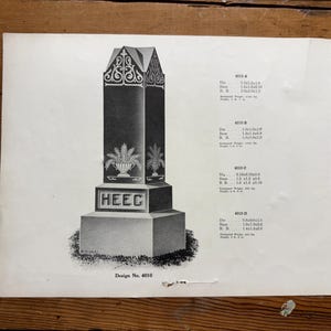 Headstone Advertising Catalog Sheet 2 sided