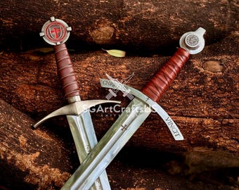 Handmade Knights Templar Sword: High Carbon Steel Medieval Replica with Scabbard
