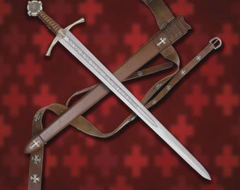 Das Accolade-Schwert der Tempelritter - Handgefertigtes Mittelalter-Schwert mit Scheide, Tempelritter, Mittelalter, Geburtstagsgeschenk, dekoratives Geschenk!