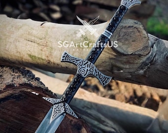 Replica della Spada Grande di Skyrim forgiata a mano: accessorio per cosplay di Dragonborn con fodero in pelle