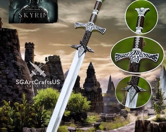 Replica della spada a due mani di Skyrim forgiata a mano: accessorio per cosplay di Dragonborn