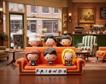 Orange Couch Display Stand for McDonald's Friends Collectible Mini Figures