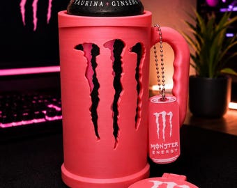 Monster Energy Can Holder – Gamer Desk Accessory, Mug Grip Organizer