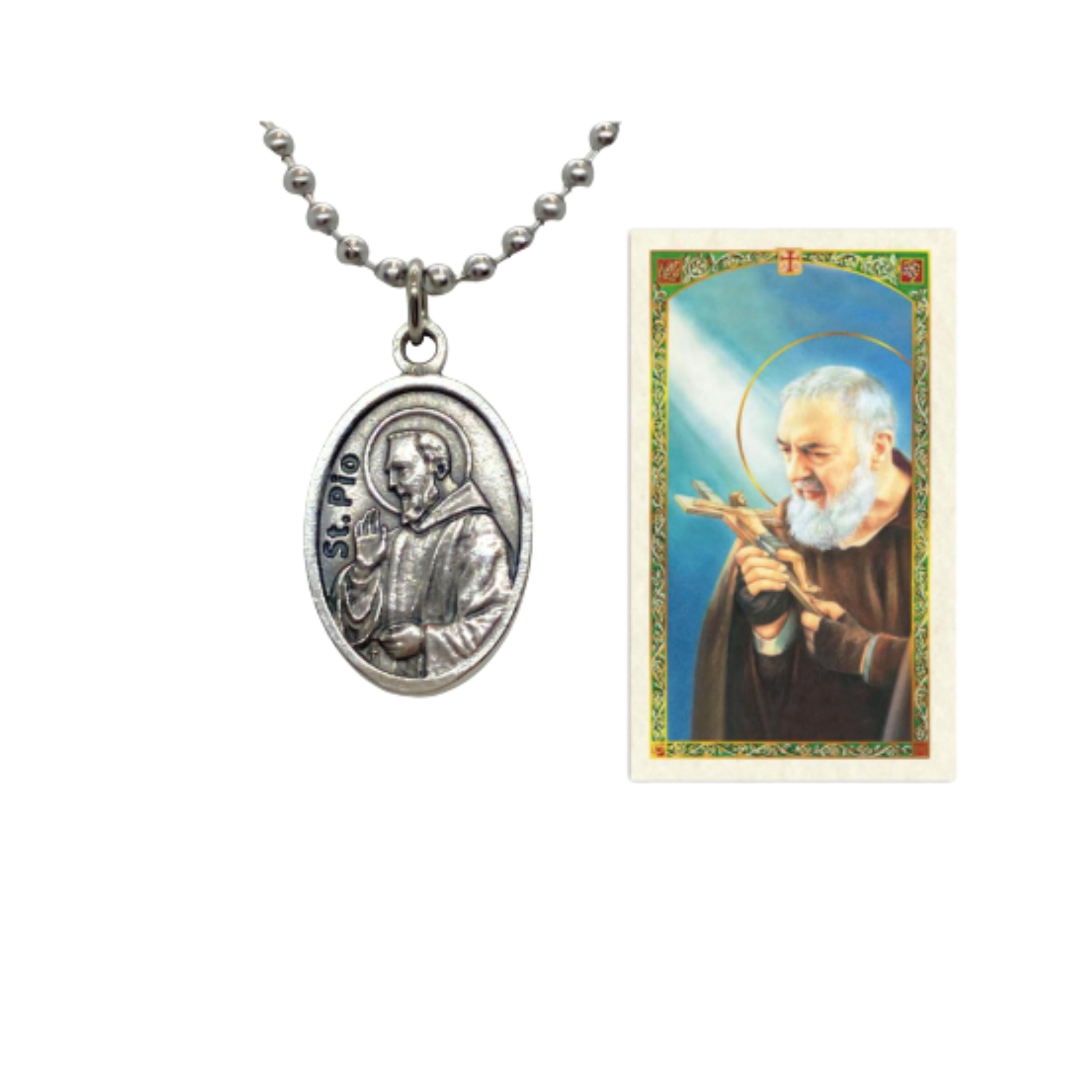 Padre Pio Medal Necklace: Stainless Steel Catholic Saint Jewelry - Etsy