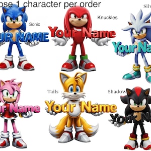 Hedgehog, 1 image per order. Character choice, Personalized Name png, Custom Name Cartoon png, Birthday name png, Cartoon Name Characters