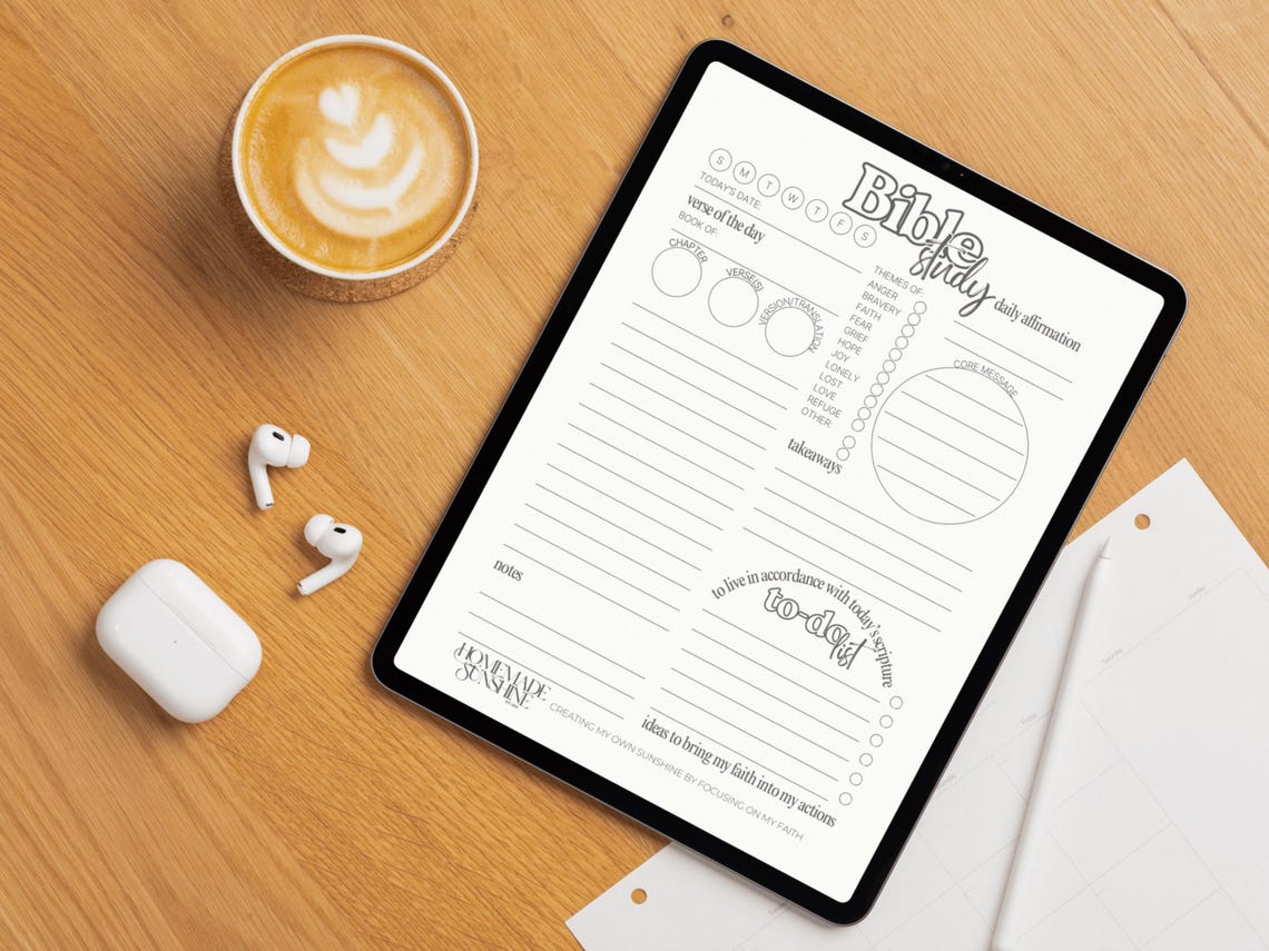 Minimalist Digital iPad Bible Study Journal Printable Daily Verse ...
