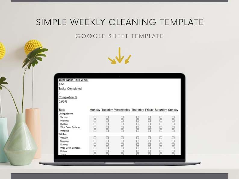 Weekly Cleaning Schedule Template | Google Sheets Digital Planner ...