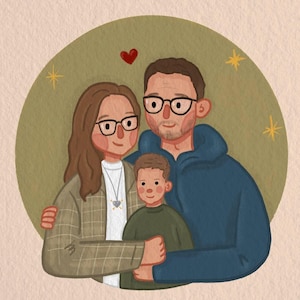 Custom Family Portrait Illustration | Personalized Gift for Anniversary, Birthday, Wedding | Digital Drawing with Pets & Kids
