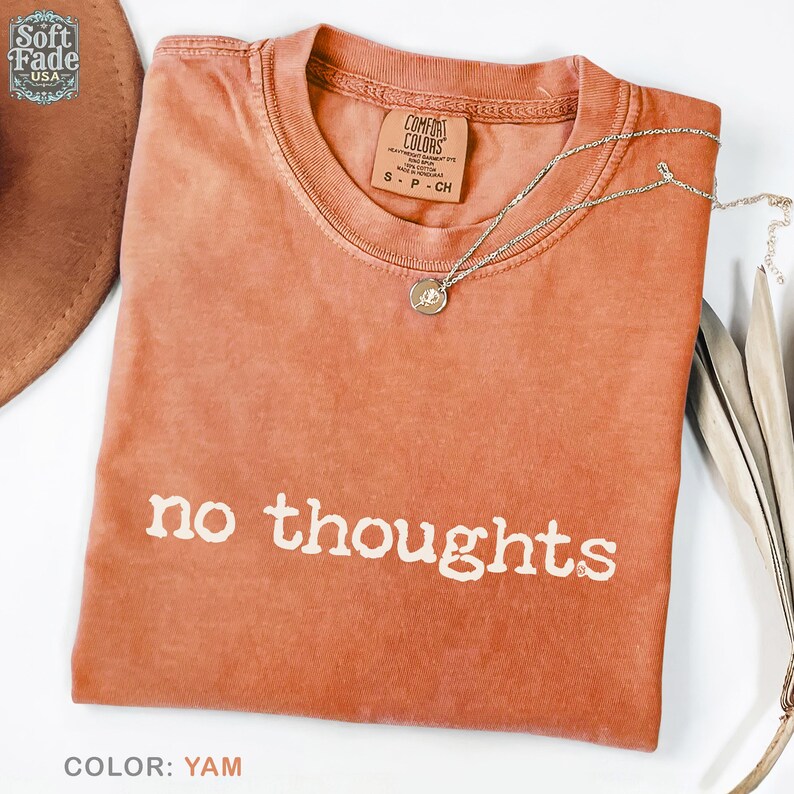 Sin pensamientos – Camiseta Comfort Colors, Camiseta con humor sobre la confusión mental, Regalo para personas que piensan demasiado, Camiseta que refleja el estado de ánimo, Camiseta divertida Yam