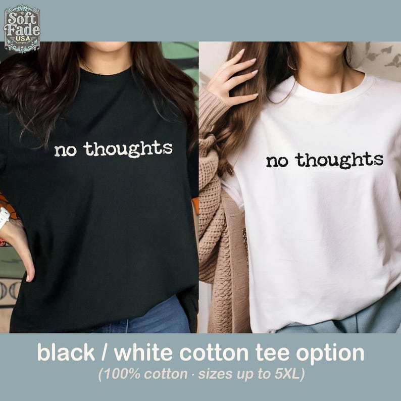 Sin pensamientos – Camiseta Comfort Colors, Camiseta con humor sobre la confusión mental, Regalo para personas que piensan demasiado, Camiseta que refleja el estado de ánimo, Camiseta divertida imagen 20