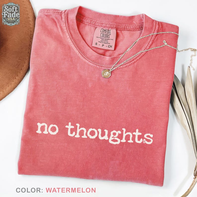Sin pensamientos – Camiseta Comfort Colors, Camiseta con humor sobre la confusión mental, Regalo para personas que piensan demasiado, Camiseta que refleja el estado de ánimo, Camiseta divertida Watermelon