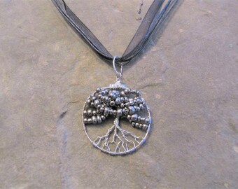 Wire wrapped Tree of LIfe Pendant, tree of life, pewter pendant, tree of life necklace