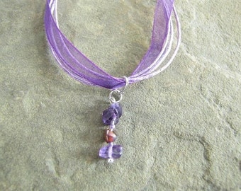 Amethyst Necklace, Chakra jewelry, healing energy, Amethyst semi precious gemstones