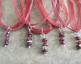 Garnet Necklace, Chakra, healing energy jewelry, garnet semi precious gemstones