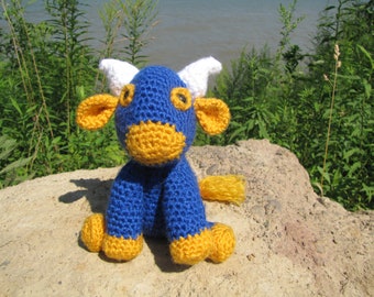 Buffalo Sabres inspired stuffed animal Amigurumi blue and gold