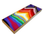 Rainbow Stripes XL Painted Bamboo Tray Extra Large - MADE to ORDER