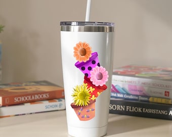 Colorful Flower Pots PNG | 3 Hand-Drawn Floral Designs | Garden Clipart | Digital Download for Sublimation & Crafts