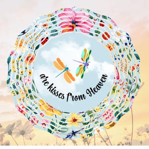 Vindspinnar sublimeringsdesign trollslända, trollsländor är kyssar från himlen PNG-omslag, trädgårdssnurra blommor