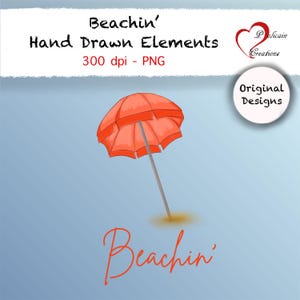 Rött strandparasoll PNG: Sommar Clipart-klistermärke för tropisk semesterdesign och digital nedladdning