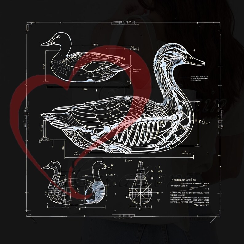 Duck Technical Blueprint Diagram PNG Clipart Bundle Set, Black and ...