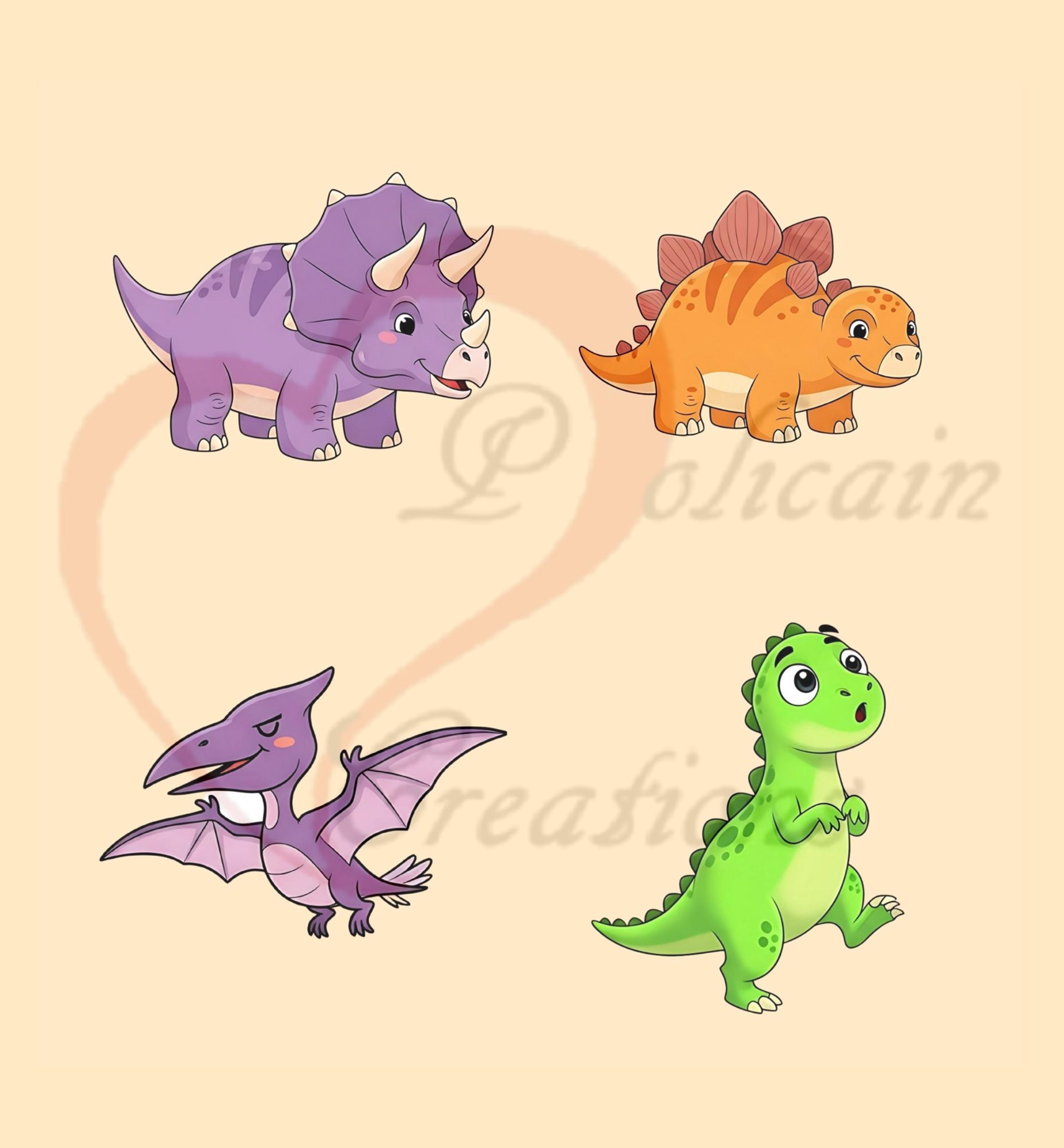Dinosaur PNG Clip Art for Children, Cute Printable Clipart Set, Cartoon ...