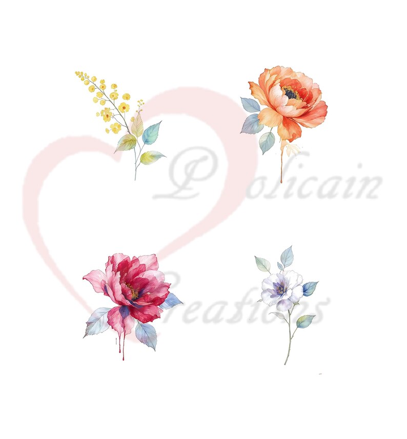 Watercolor Flowers PNG Clip Art Wedding Bundle, Printable Clipart Set ...