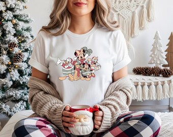 Vintage Mickey And Friends Christmas Shirt, Disney Christmas Shirt, Mickey Holiday Lights Shirt, Disney Family Matching Christmas Shirt