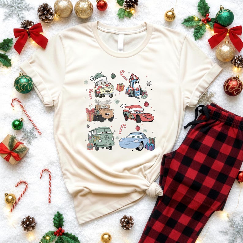 Merry Christmas Cars 2026 Shirt, Lightning Mcqueen Christmas Shirt, Cars Christmas Matching Shirt, Christmas Toddler Sweatshirt image 1